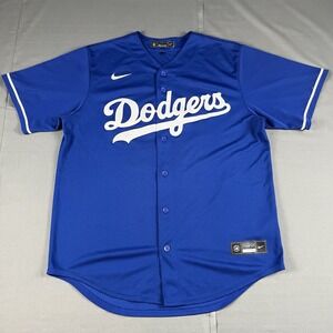 Los Angeles Dodgers Jersey Mens Large Blue Buehler #21 Nike Button Front Swoosh